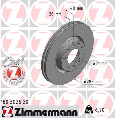 Zimmermann 180.3026.20 - Brzdový kotúč -