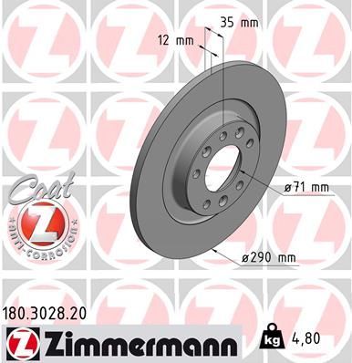 Zimmermann 180.3028.20 - Brzdový kotúč -