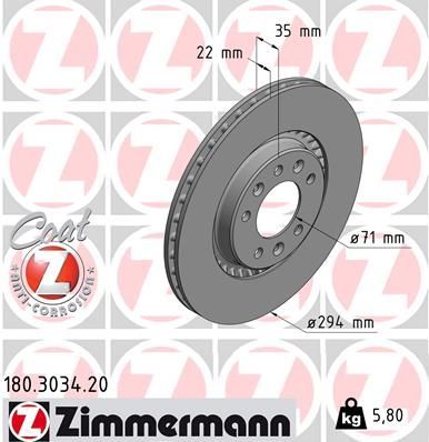 Zimmermann 180.3034.20 - Brzdový kotúč -