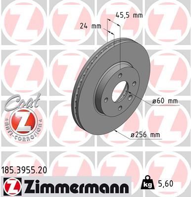 Zimmermann 185.3955.20 - Brzdový kotúč -