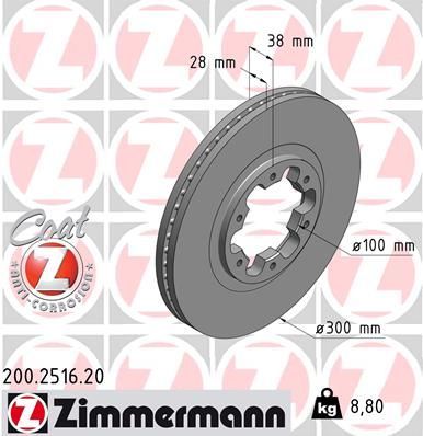 Zimmermann 200.2516.20 - Brzdový kotúč -