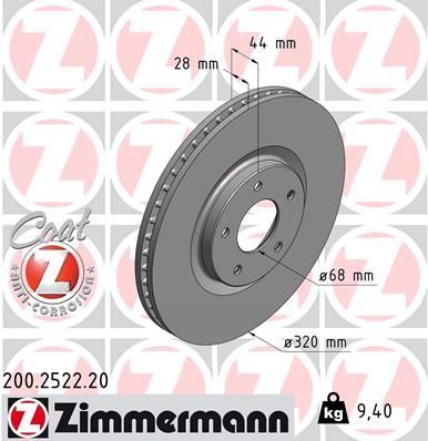 Zimmermann 200.2522.20 - Brzdový kotúč -