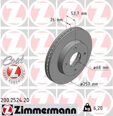 Zimmermann 200.2524.20 - Brzdový kotúč -