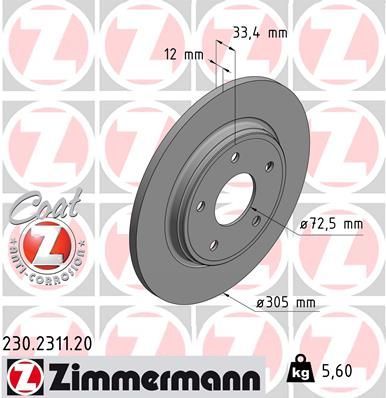 Zimmermann 230.2311.20 - Brzdový kotúč -