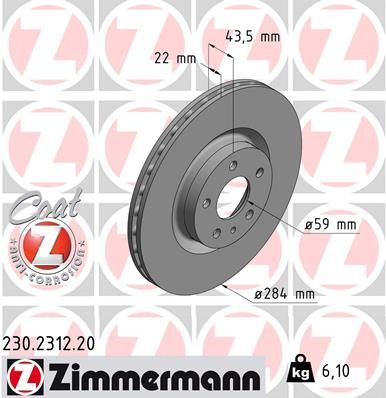 Zimmermann 230.2312.20 - Brzdový kotúč -