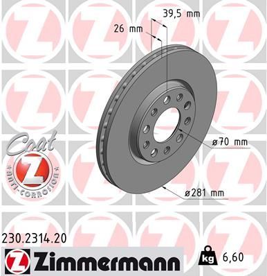 Zimmermann 230.2314.20 - Brzdový kotúč -