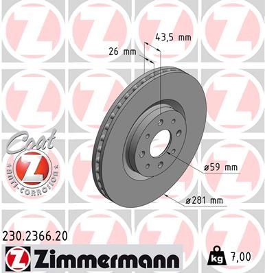 Zimmermann 230.2366.20 - Brzdový kotúč -