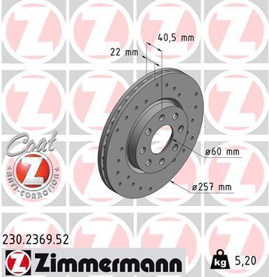 Zimmermann 230.2369.52 - Brzdový kotúč -