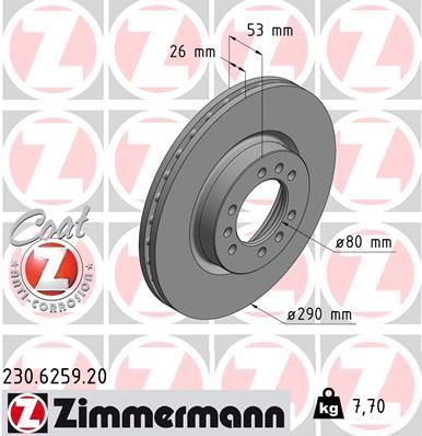Zimmermann 230.6259.20 - Brzdový kotúč -