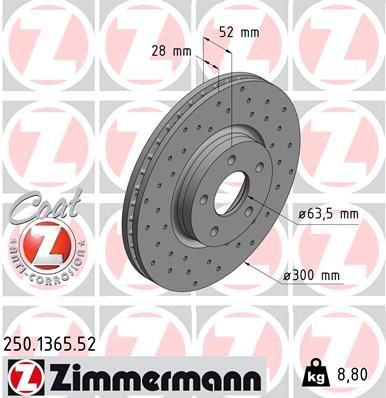 Zimmermann 250.1365.52 - Brzdový kotúč -