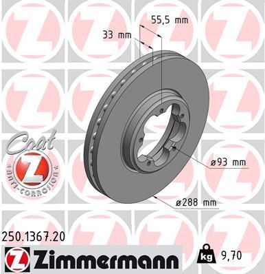 Zimmermann 250.1367.20 - Brzdový kotúč -