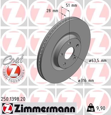 Zimmermann 250.1398.20 - Brzdový kotúč -