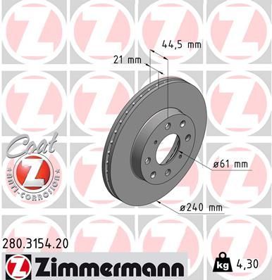 Zimmermann 280.3154.20 - Brzdový kotúč -