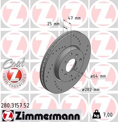Zimmermann 280.3157.52 - Brzdový kotúč -