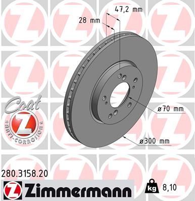 Zimmermann 280.3158.20 - Brzdový kotúč -