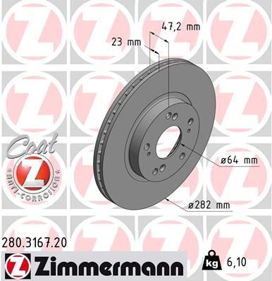 Zimmermann 280.3167.20 - Brzdový kotúč -