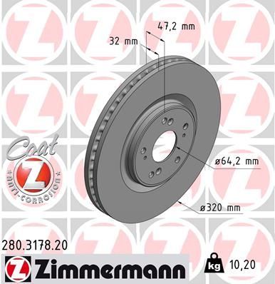 Zimmermann 280.3178.20 - Brzdový kotúč -