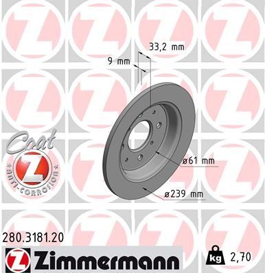 Zimmermann 280.3181.20 - Brzdový kotúč -