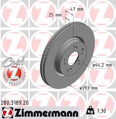 Zimmermann 280.3189.20 - Brzdový kotúč -