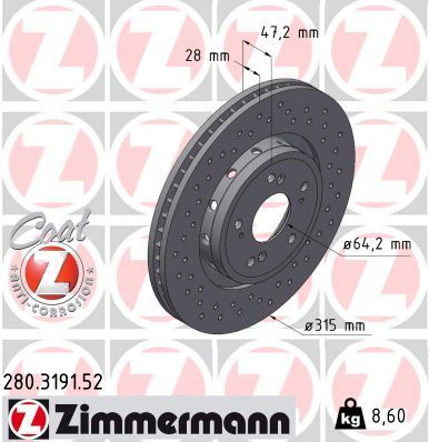 Zimmermann 280.3191.52 - Brzdový kotúč -