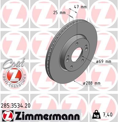 Zimmermann 285.3534.20 - Brzdový kotúč -