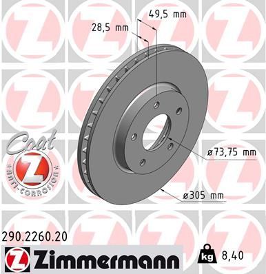 Zimmermann 290.2260.20 - Brzdový kotúč -