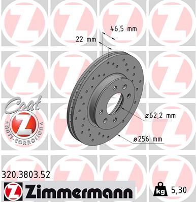 Zimmermann 320.3803.52 - Brzdový kotúč -