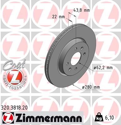 Zimmermann 320.3818.20 - Brzdový kotúč -