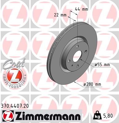 Zimmermann 370.4407.20 - Brzdový kotúč -