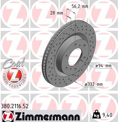 Zimmermann 380.2116.52 - Brzdový kotúč -