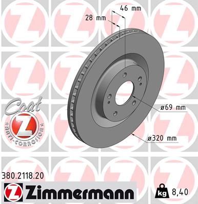 Zimmermann 380.2118.20 - Brzdový kotúč -
