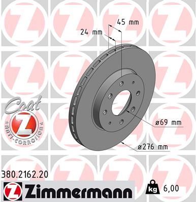 Zimmermann 380.2162.20 - Brzdový kotúč -