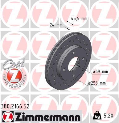 Zimmermann 380.2166.52 - Brzdový kotúč -