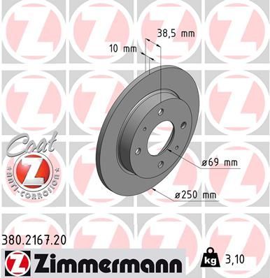 Zimmermann 380.2167.20 - Brzdový kotúč -