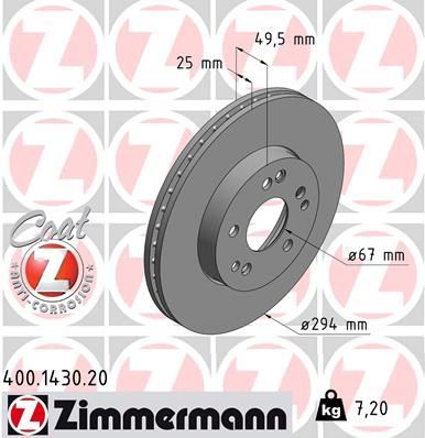 Zimmermann 400.1430.20 - Brzdový kotúč -