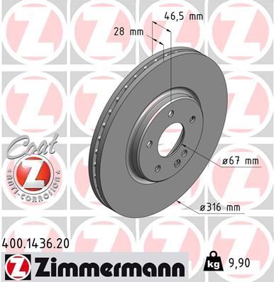 Zimmermann 400.1436.20 - Brzdový kotúč -