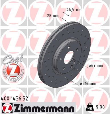Zimmermann 400.1436.52 - Brzdový kotúč -