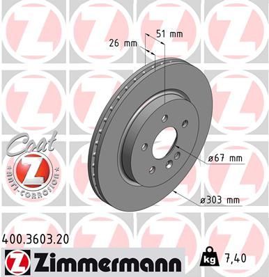 Zimmermann 400.3603.20 - Brzdový kotúč -