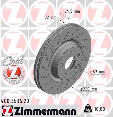 Zimmermann 400.3636.20 - Brzdový kotúč -