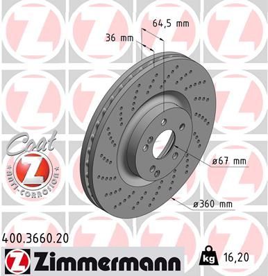Zimmermann 400.3660.20 - Brzdový kotúč -