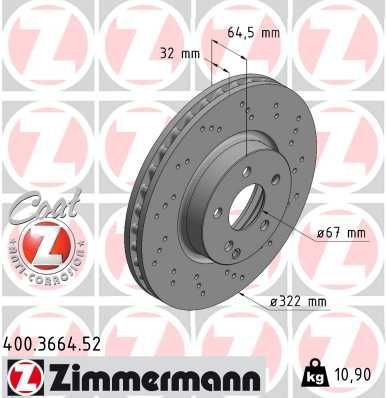 Zimmermann 400.3664.52 - Brzdový kotúč -