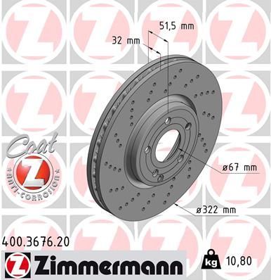 Zimmermann 400.3676.20 - Brzdový kotúč -