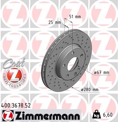 Zimmermann 400.3678.52 - Brzdový kotúč -