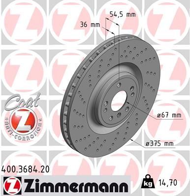 Zimmermann 400.3684.20 - Brzdový kotúč -