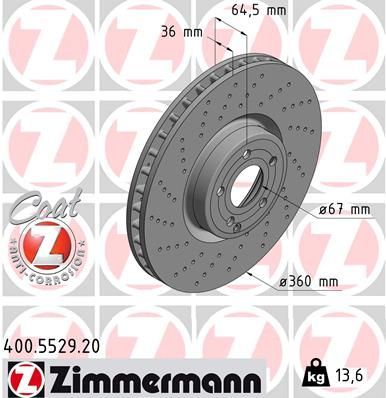 Zimmermann 400.5529.20 - Brzdový kotúč -