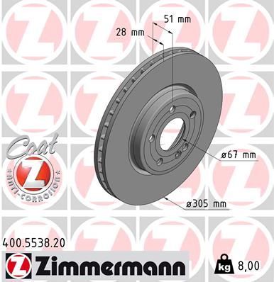 Zimmermann 400.5538.20 - Brzdový kotúč -