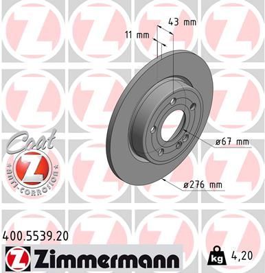Zimmermann 400.5539.20 - Brzdový kotúč -