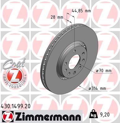 Zimmermann 430.1499.20 - Brzdový kotúč -
