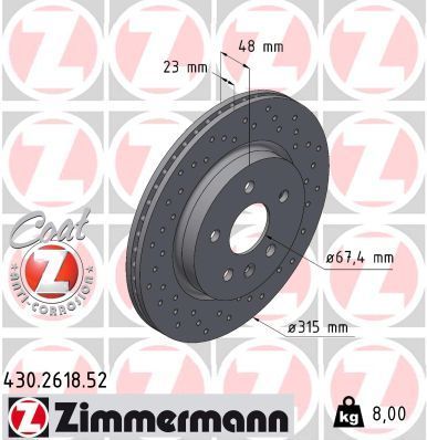 Zimmermann 430.2618.52 - Brzdový kotúč -
