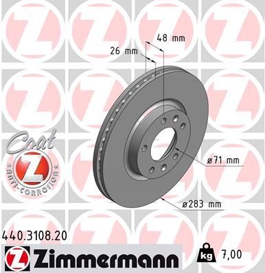 Zimmermann 440.3108.20 - Brzdový kotúč -